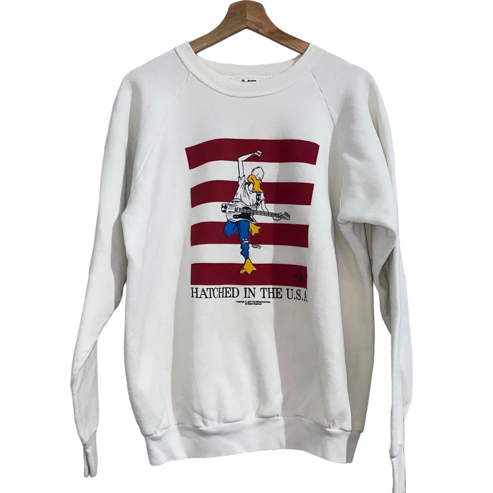 Vintage 80s The Sitting Duck Hatched In The USA Sweater Crewneck Mens XL